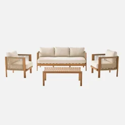 Conjunto de muebles de jardín de acacia y cuerdas para 5 plazas