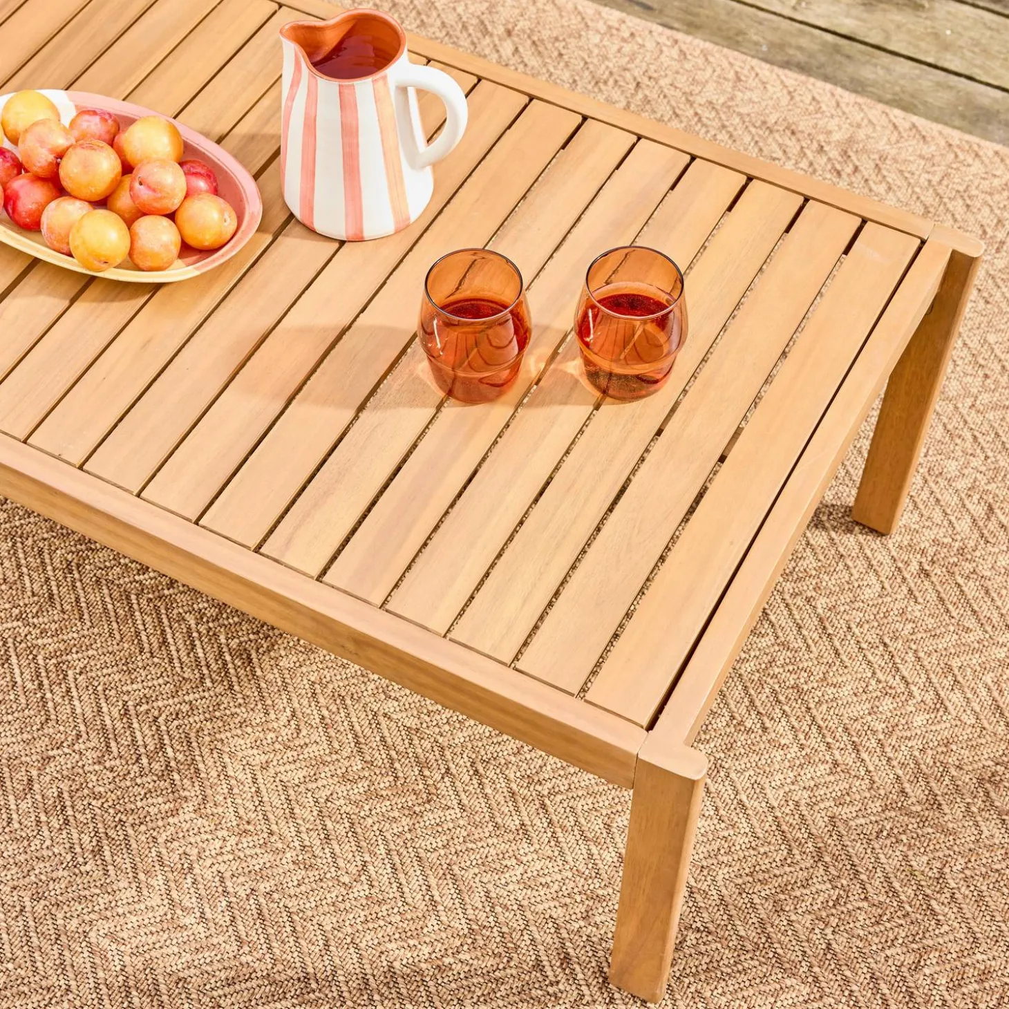 Conjunto de muebles de jardín de acacia y cuerdas para 5 plazas