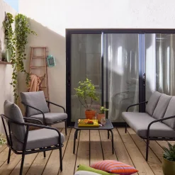 Conjunto de muebles de jardín de acero, 5 plazas
