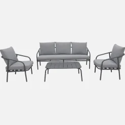 Conjunto de muebles de jardín de acero, 5 plazas
