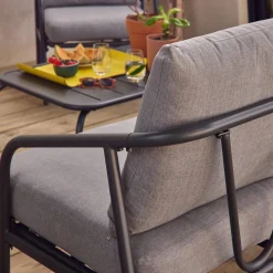 Conjunto de muebles de jardín de acero, 5 plazas