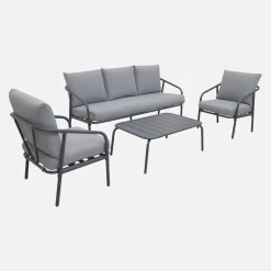 Conjunto de muebles de jardín de acero, 5 plazas