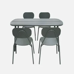 Conjunto mesa de jardín de aluminio, 4 sillas