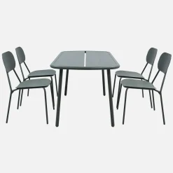 Conjunto mesa de jardín de aluminio, 4 sillas