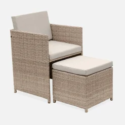 Conjunto mesa de jardín de resina, 8 plazas