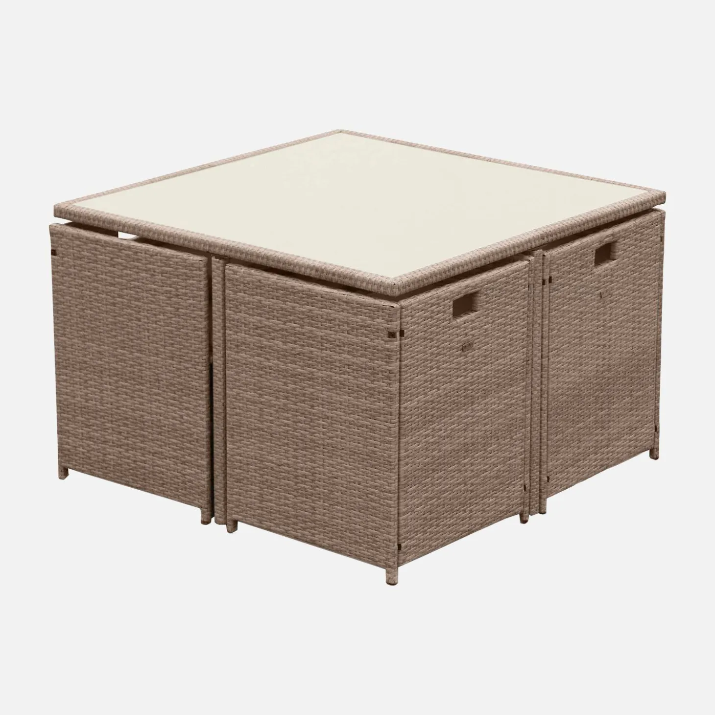 Conjunto mesa de jardín de resina, 8 plazas