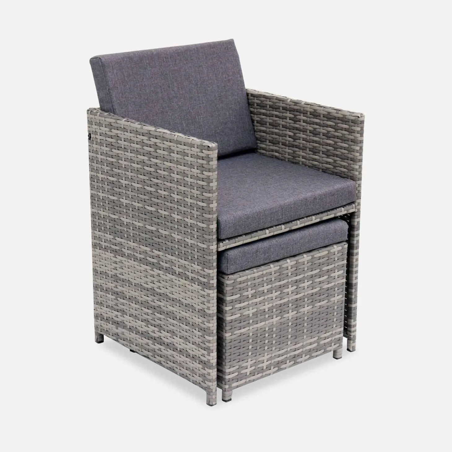 Conjunto mesa de jardín de resina, 8 plazas