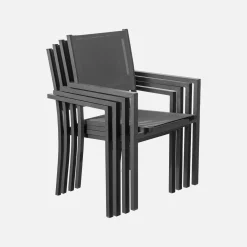 Conjunto mesa de jardín de aluminio y de textileno, 8 sillas