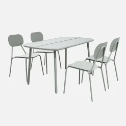 Conjunto mesa de jardín de aluminio, 4 sillas