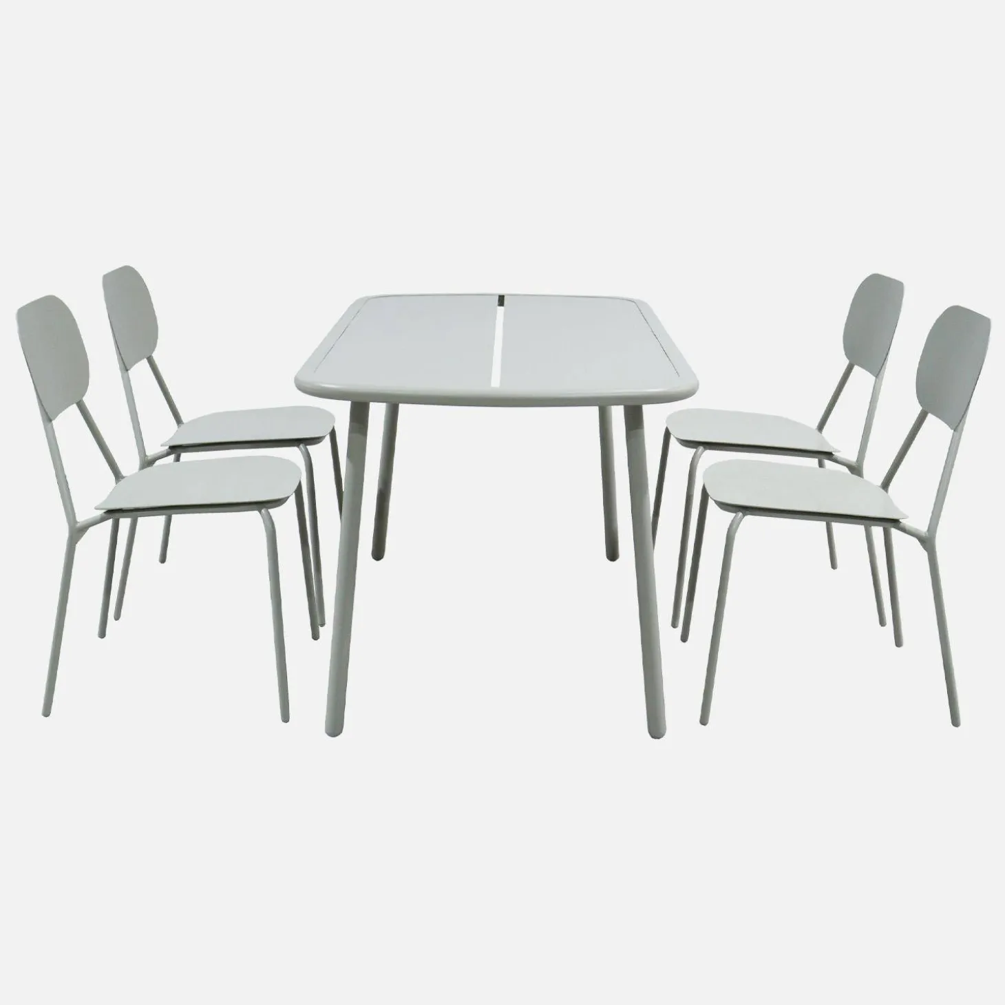 Conjunto mesa de jardín de aluminio, 4 sillas