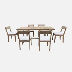 Conjunto mesa de jardín de madera de acacia con 6 sillas