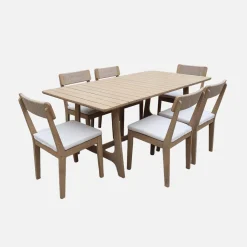 Conjunto mesa de jardín de madera de acacia con 6 sillas