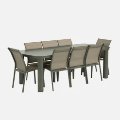 Conjunto mesa de jardín de aluminio con 8 sillas