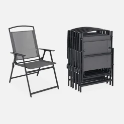 Conjunto mesa de jardín de acero con 6 sillas y 1 sombrilla