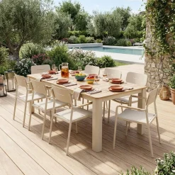 Conjunto mesa de jardín de aluminio con 8 sillas