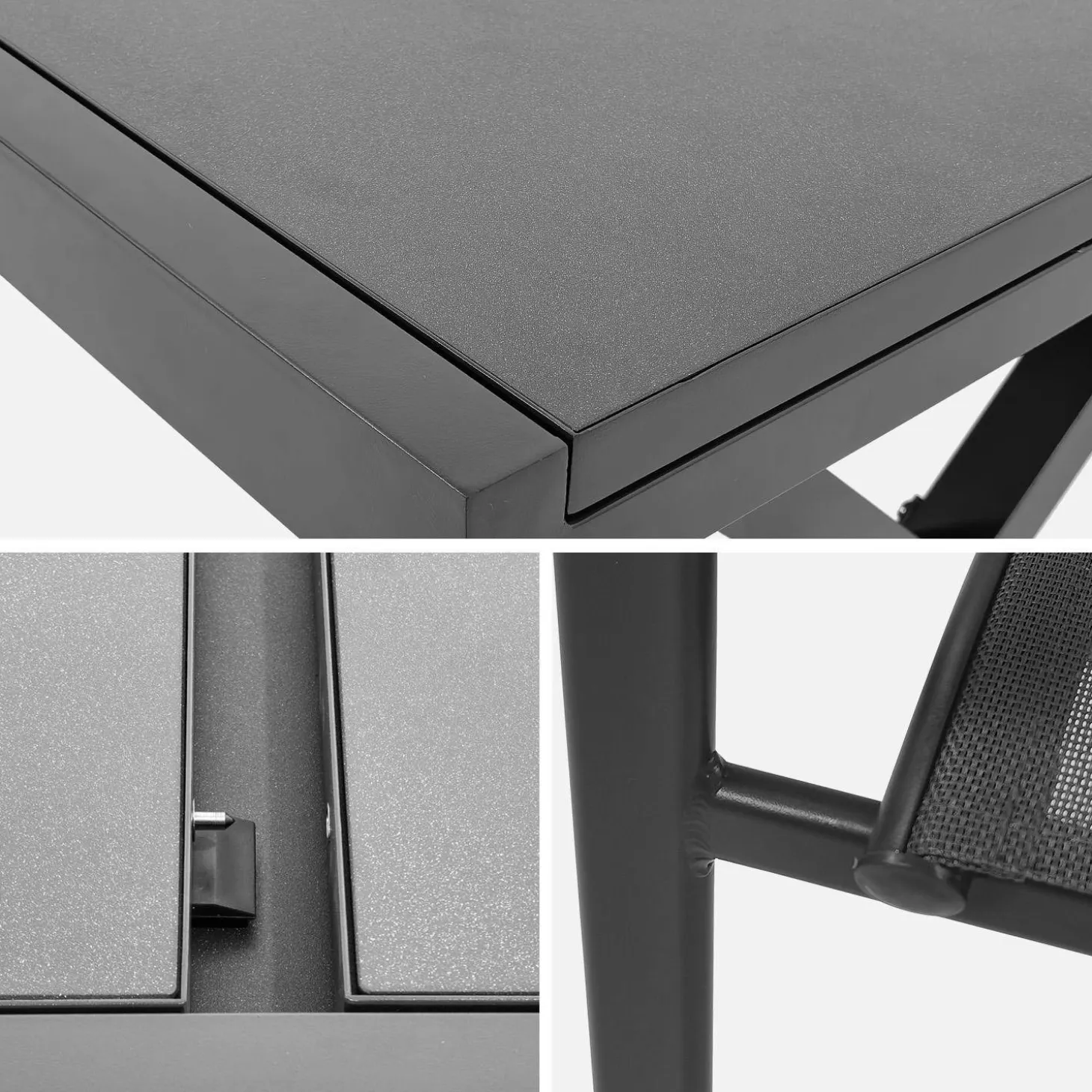 Conjunto mesa de jardín extensible de aluminio con 8 sillas