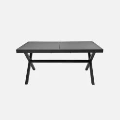 Conjunto mesa de jardín extensible de aluminio con 8 sillas