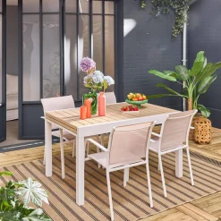 Conjunto mesa de jardín extensible de aluminio con 8 sillas