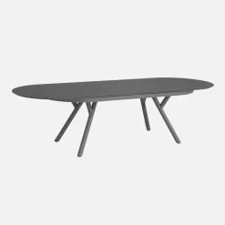 Conjunto mesa de jardín ovalada extensible de aluminio con 10 sillas
