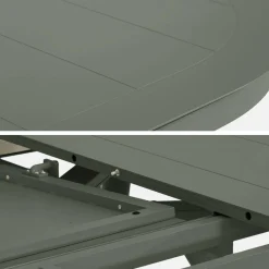Conjunto mesa de jardín ovalada extensible de aluminio con 8 sillas
