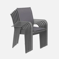 Conjunto mesa de jardín redonda de aluminio con 6 sillas
