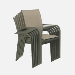 Conjunto mesa de jardín redonda de aluminio con 6 sillas