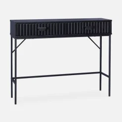 Consola con efecto madera estriada negra, 100cm
