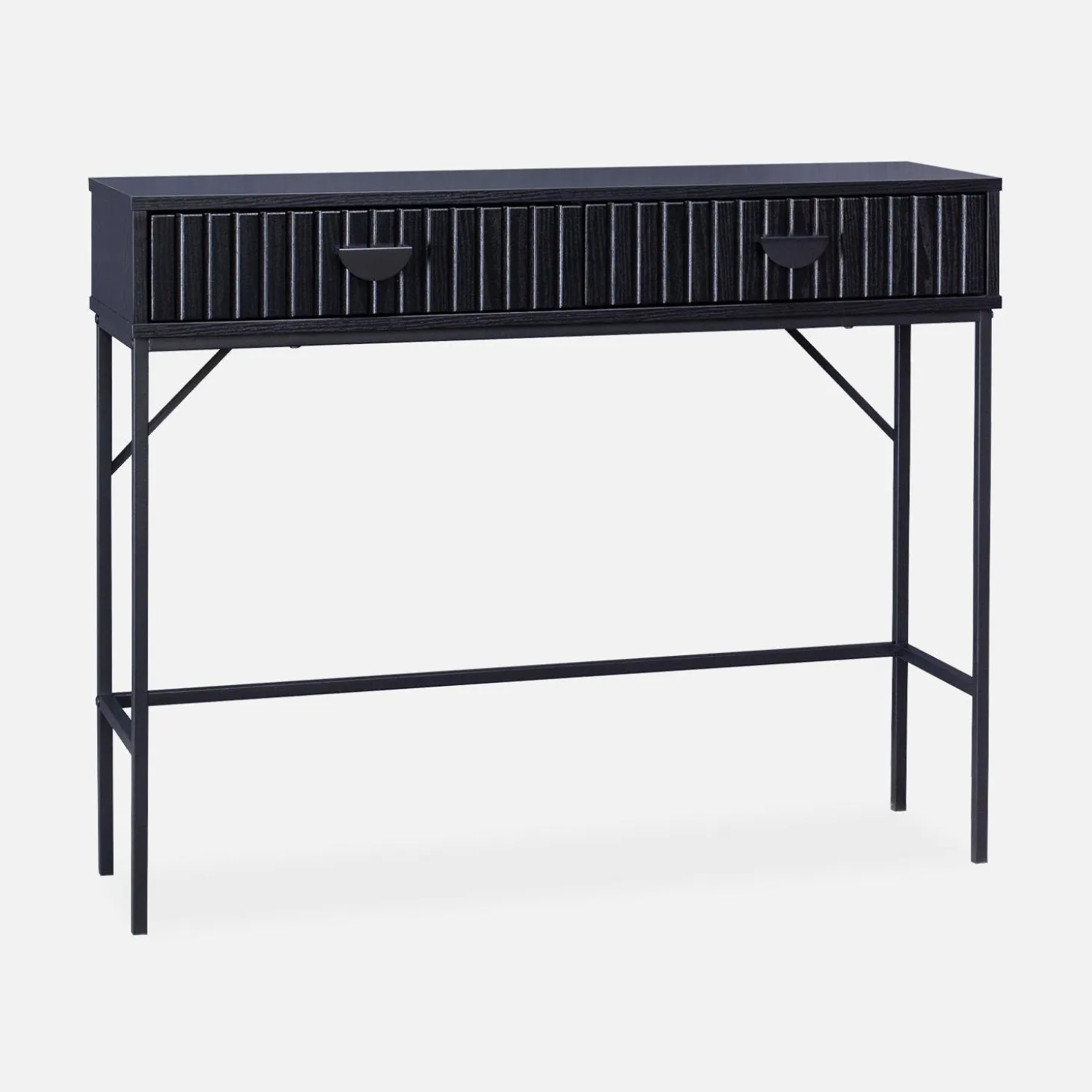 Consola con efecto madera estriada negra, 100cm