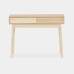 Consola con efecto madera de 2 cajones, 100cm