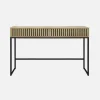 Consola contemporánea de madera estriada y metal con 2 cajones, 120cm