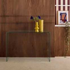 Consola de cristal, Glintz, templado, 110x35x75 cm