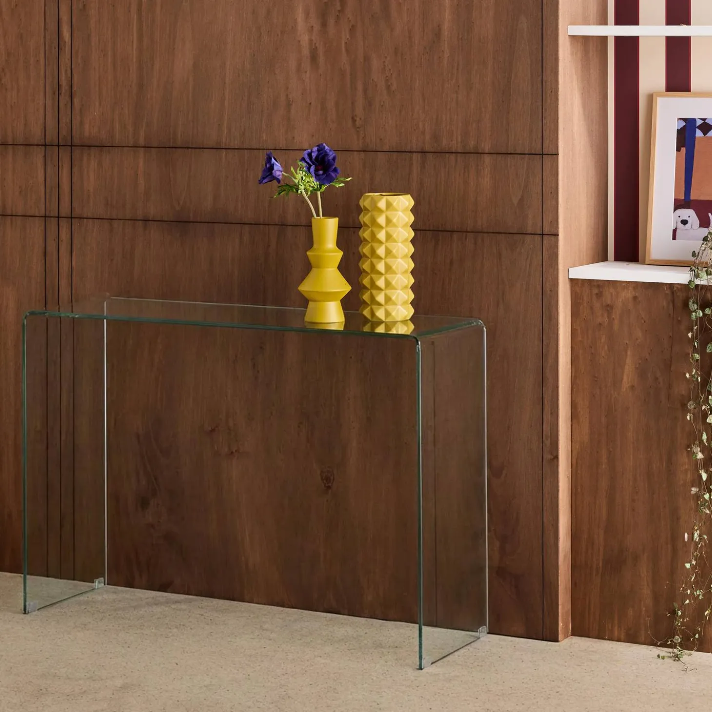 Consola de cristal, Glintz, templado, 110x35x75 cm