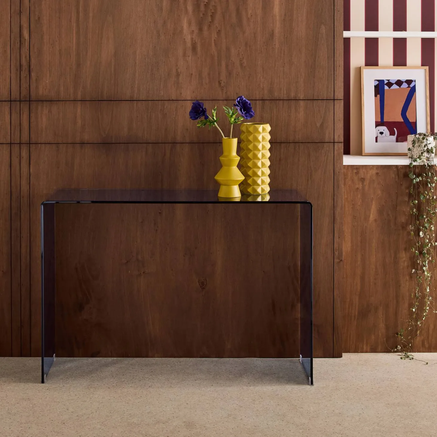 Consola de cristal, Glintz, templado, 110x35x75 cm