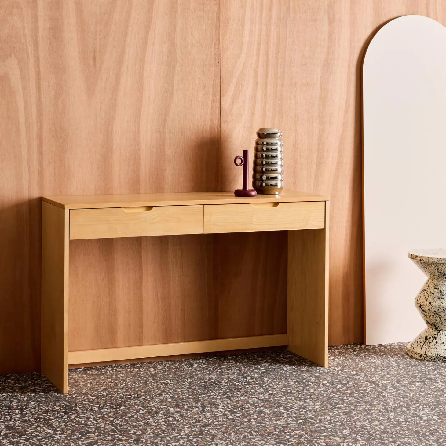 Consola de madera con 2 cajones, 120cm
