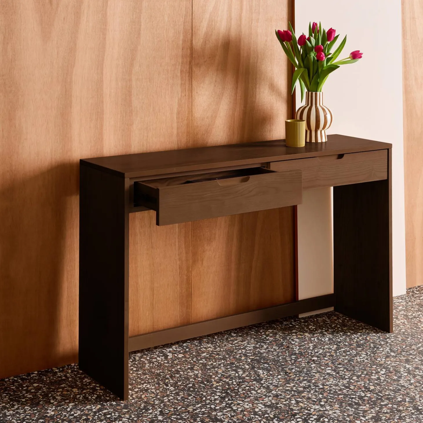 Consola de madera con 2 cajones, 120cm