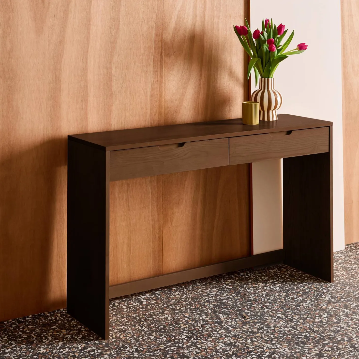Consola de madera con 2 cajones, 120cm