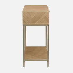 Consola de madera con efecto espiga y 2 cajones, 110cm