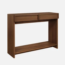 Consola efecto madera con 2 cajones y estante, 100cm