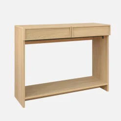 Consola efecto madera con 2 cajones y estante, 100cm