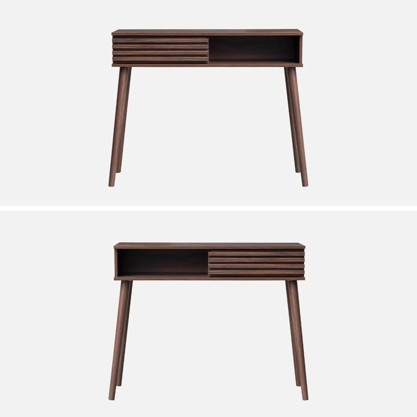Consola escandinava efecto madera y puerta corredera, 100cm