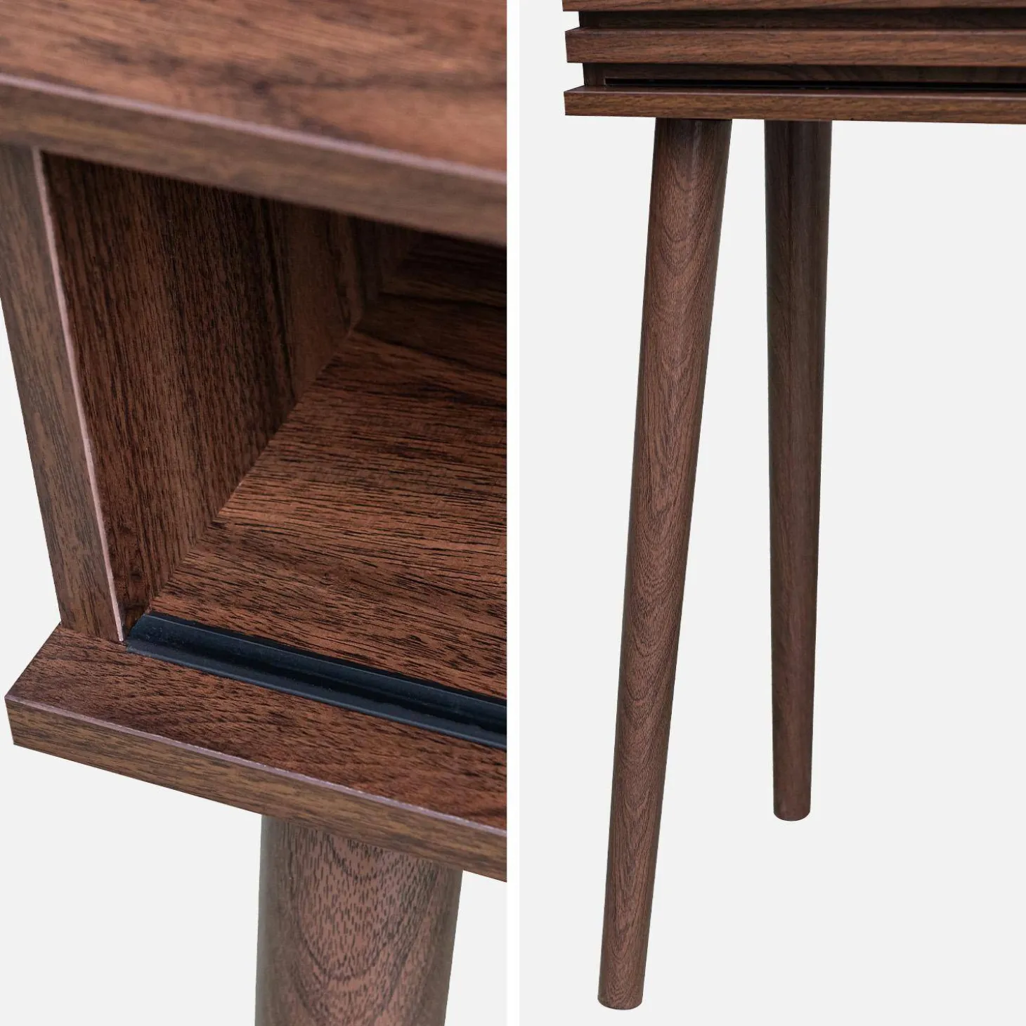 Consola escandinava efecto madera y puerta corredera, 100cm