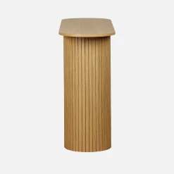 Consola escandinava ovalada efecto madera acanalada, 120cm