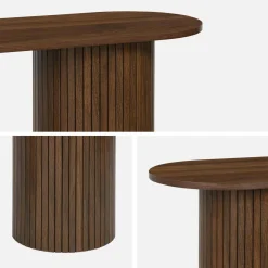 Consola escandinava ovalada efecto madera acanalada, 120cm