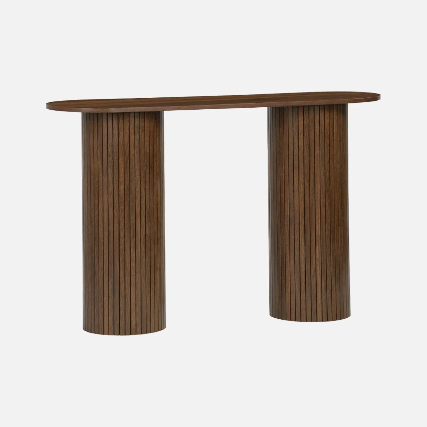 Consola escandinava ovalada efecto madera acanalada, 120cm