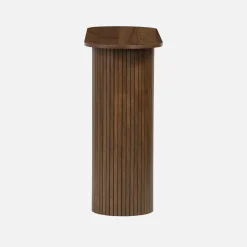 Consola escandinava ovalada efecto madera acanalada, 120cm