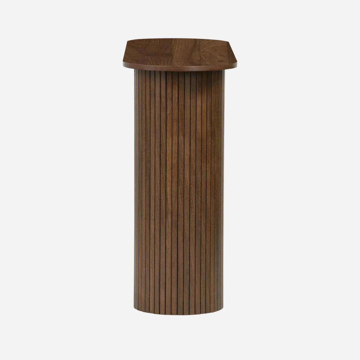 Consola escandinava ovalada efecto madera acanalada, 120cm