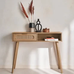 Consola estilo escandinavo con efecto madera, 100cm