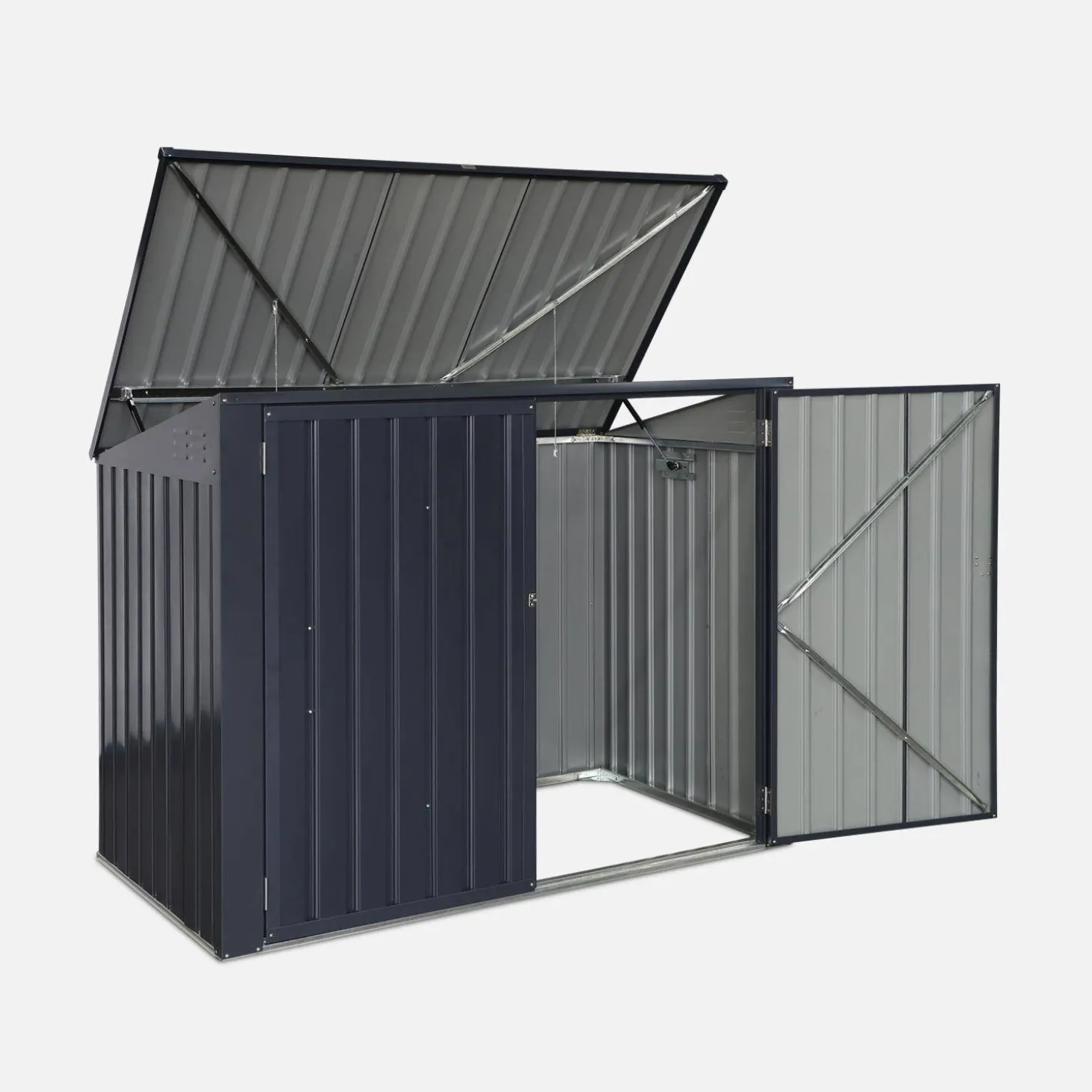 Contenedor de basura doble de acero galvanizado con 1,75m²