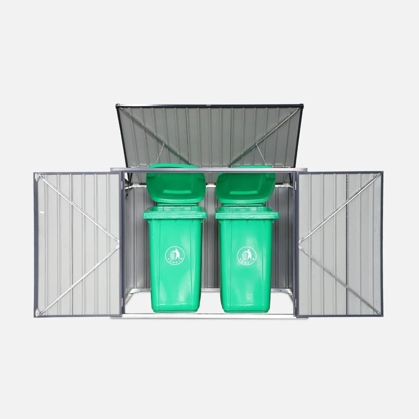 Contenedor de basura doble de acero galvanizado con 1,75m²