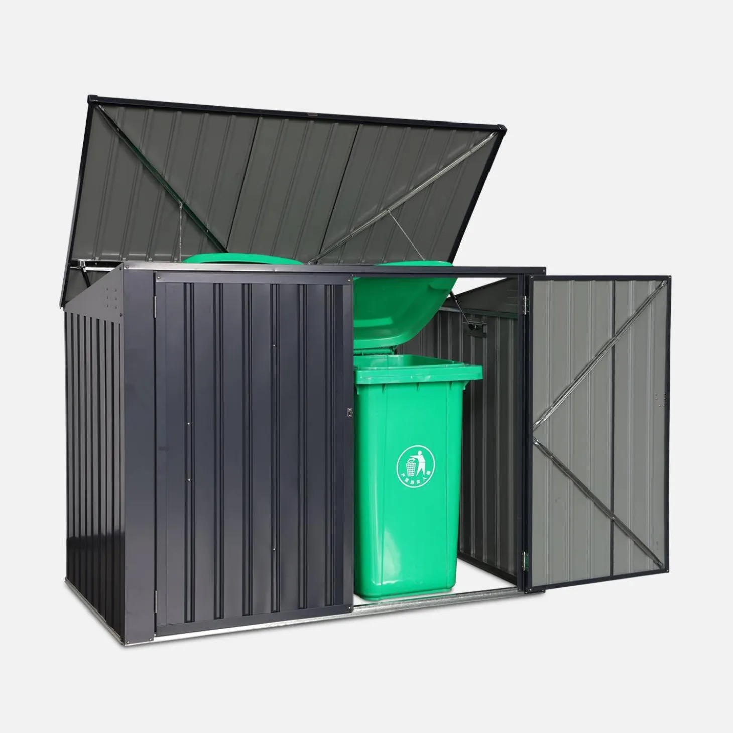 Contenedor de basura doble de acero galvanizado con 1,75m²